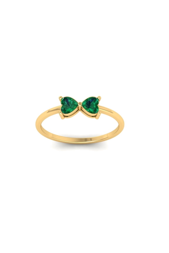 1.0CT Emerald Heart Stackable Ring, 18kt Gold Over Sterling Silver