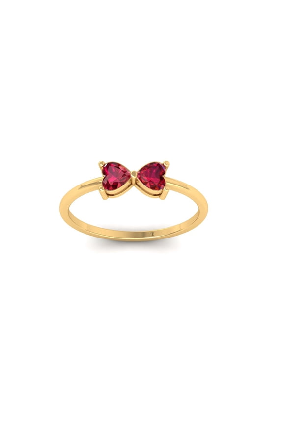 1.0CT Red Garnet Heart Stackable Ring, 18kt Gold Over Sterling Silver