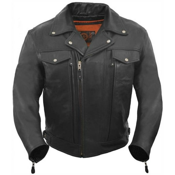 True Element Men's Asymmetrical, Vented Motorcycle Jacket with 2 Utility Storage Pockets (Black, XXX-Large)