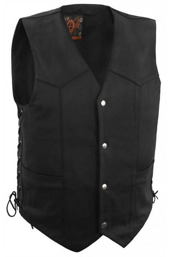 Men's Basic Side Lace Adjustment Vest (Black, XXXX-Large)
