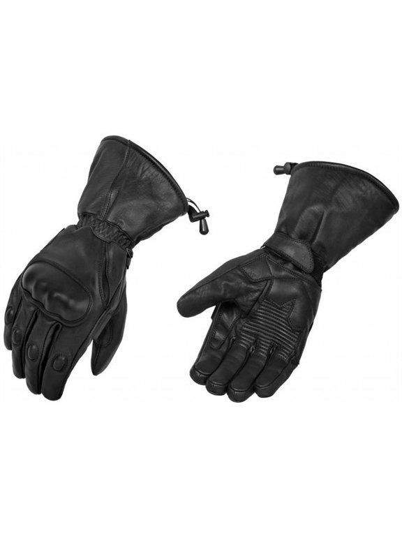 Men's Gauntlet Glove with Knuckle Protection and Water Resistant Insert (Black, Small)