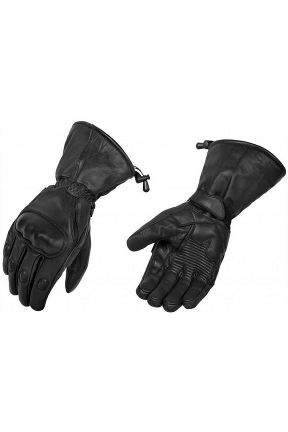 Men's Gauntlet Glove with Knuckle Protection and Water Resistant Insert (Black, Small)