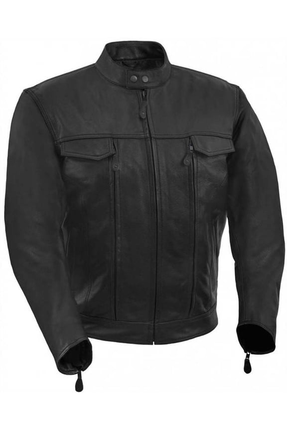 Men's Vented Scooter Style Jacket with 2 Utility Storage Pockets (Black, 4X-Large)