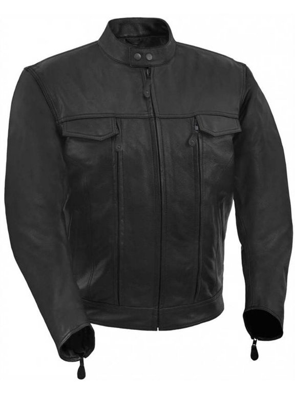 Men's Vented Scooter Style Jacket with 2 Utility Storage Pockets (Black, 4X-Large)