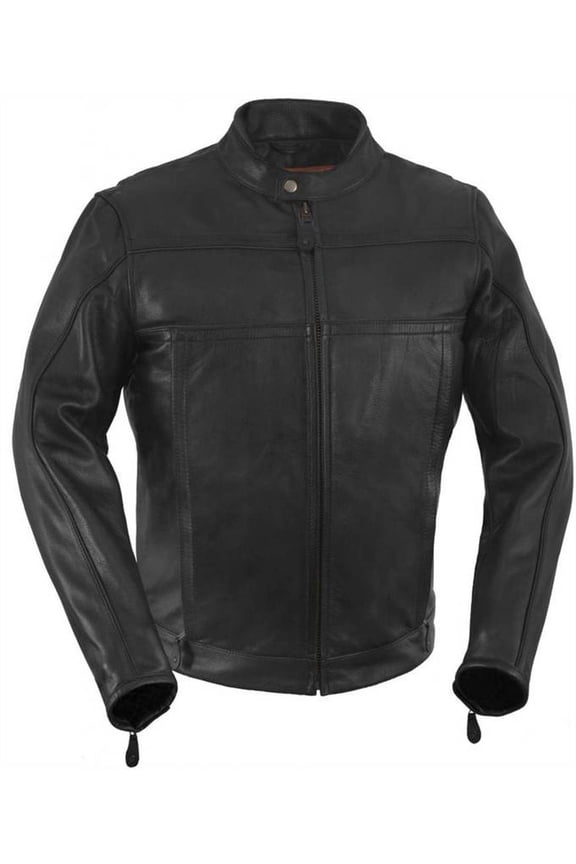Men's Vented Scooter Style Jacket with Night Visibility Reflectors (Black, X-Large)