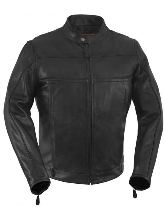 Men's Vented Scooter Style Jacket with Night Visibility Reflectors (Black, XXX-Large)