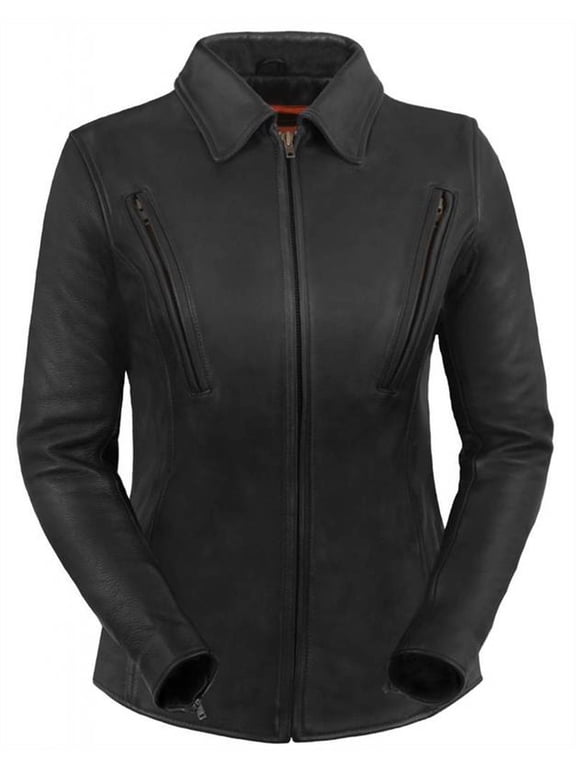 Women's Premium Longer Length Leather Jacket (Black, Size XS)