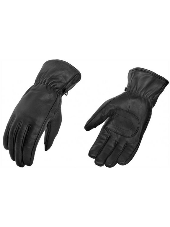 Women's Short Gauntlet Glove with Elasticized Wrist (Black, Large)