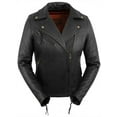 thumbnail image 1 of True Element Womens Premium Vented Asymmetrical Motorcycle Leather Jacket (Black, M), 1 of 1