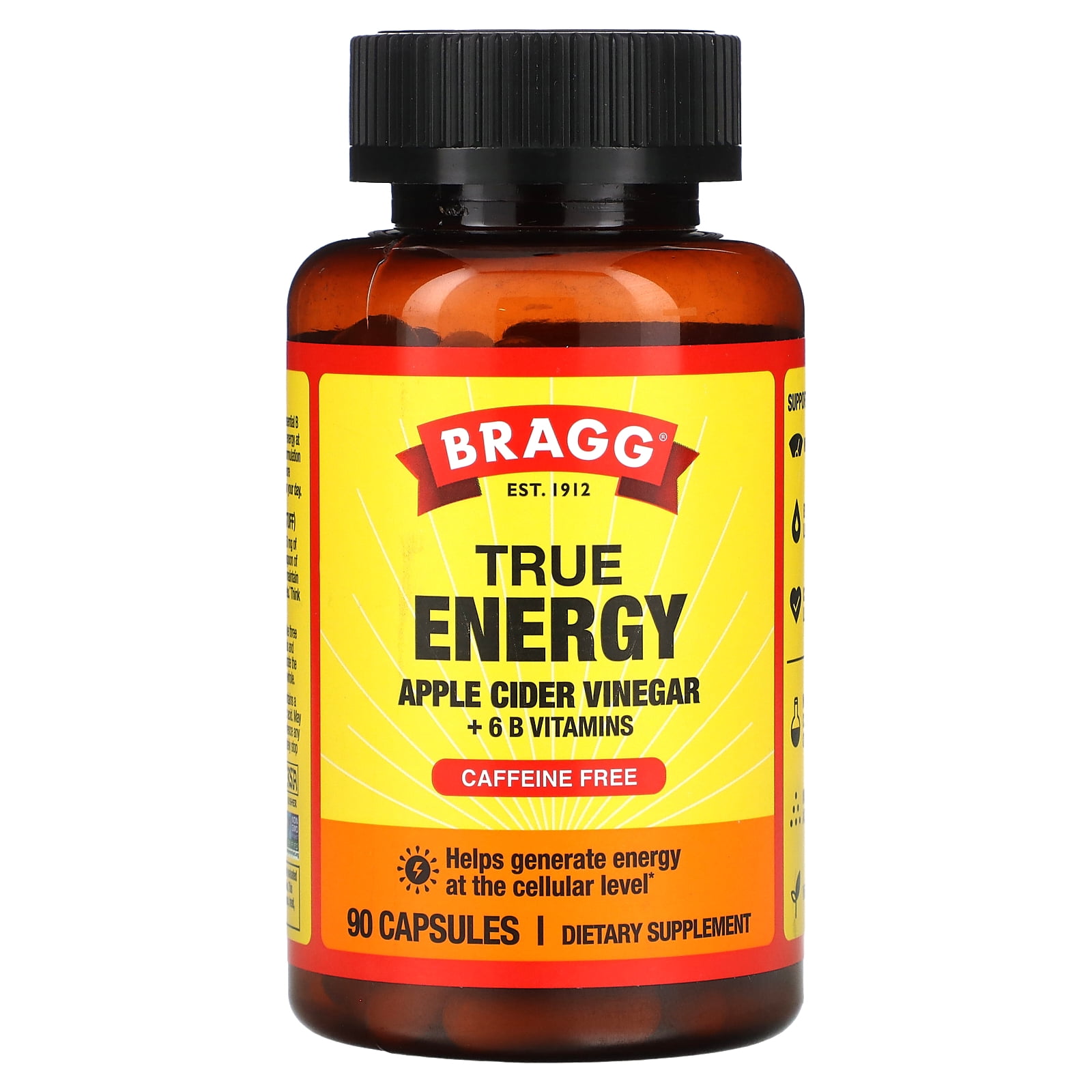 True Energy Apple Cider Vinegar + 6 B Vitamins, Caffeine Free, 90