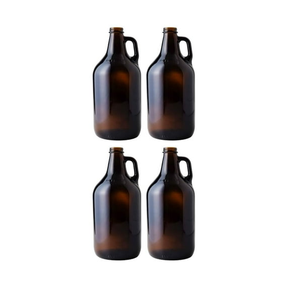 True Fabrications 1/2 Gallon Brown Beer Growler with seal , Reusable, Has Uv Protection (Pack of 4)