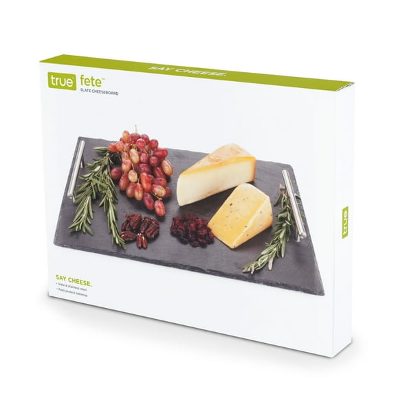 True Fete Slate Cheese Board & Chalk Set - Natural Slate with Velvet Backing