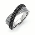 thumbnail image 1 of True Fire Sterling Silver Black & Clear CZ X  Polished Ring, 1 of 3