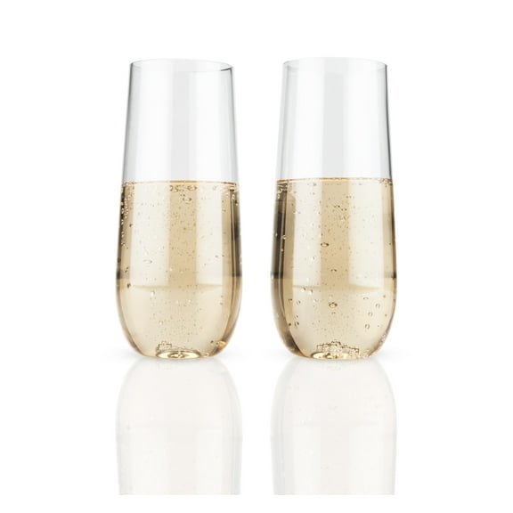 True Flexi Stemless Champagne Flutes for Birthday, Holiday, 8 oz, Set of 2