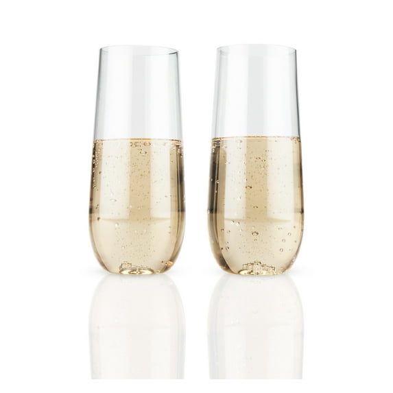 True Flexi Stemless Champagne Flutes for Birthday, Holiday, 8 oz, Set of 2