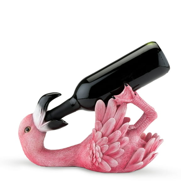 True Flirty Flamingo Polyresin Wine Bottle Holder, Pink, Standard Wine Bottle