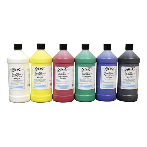 True Flow Heavy Body Acrylic Paint, Quarts, Assorted Colors, Set of 6