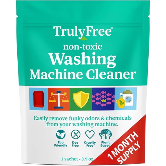 True Freedom laundry washing machine cleaner and deodorizer | Suitable for front-loading and top-loading washing machines dirt, mold, odor remover | Safe for washing machines and anaerobic digestion