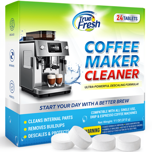 True Fresh Coffee Machine Cleaner Tablets 24 Count - Coffee Maker Cleaner and Descaler Tablets