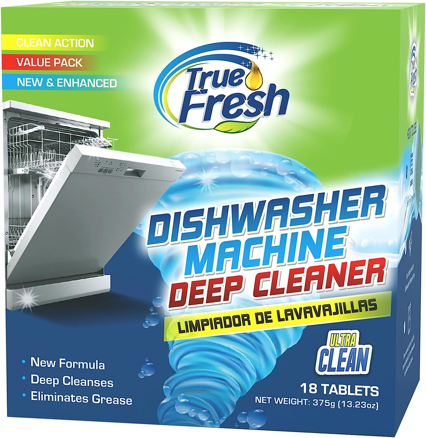 Finish Limpiador de lavavajillas de doble acción: combate la grasa y la  cal, fresco, 8.45 onzas y limpiador de lavavajillas Finish In-Wash: limpia