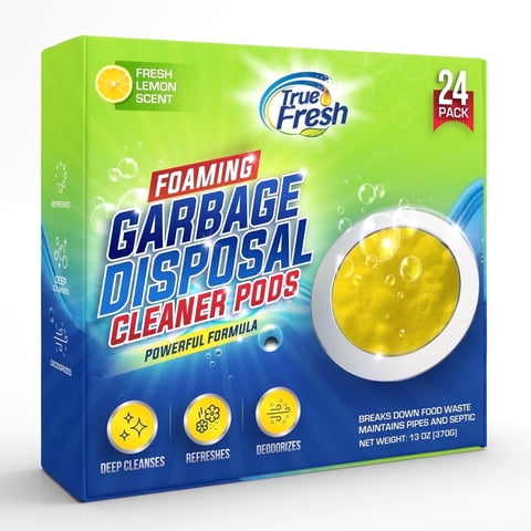True Fresh Garbage Disposal Cleaner and Deodorizer, 24 Count, 1 Year Supply, Lemon Scent
