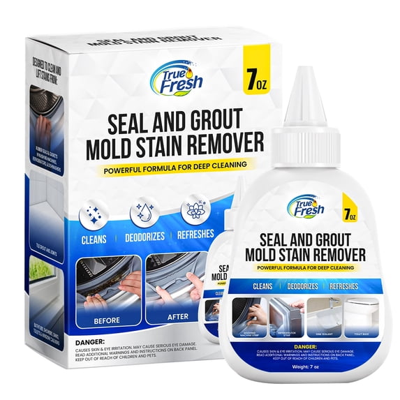 True Fresh Heavy Duty Mold Stain Remover Gel for Washing Machine Seals, Grout, Caulk and Tiles, 7 oz, Powerful Cleaning Solution for Stubborn Stains