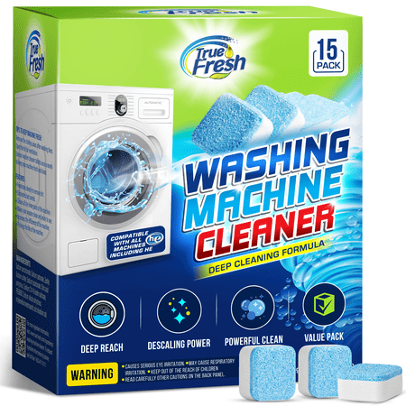 True Fresh Washing Machine Cleaning Tablets 15 Pack, Washer Machine Cleaner Tablets, Washer Cleaner Tablets Front Loader and Top Loader