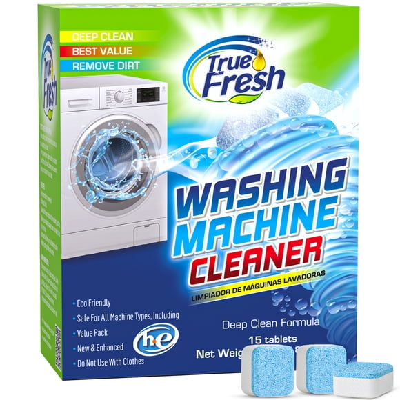 True Fresh Washing Machine Cleaning Tablets 15 Pack, Washer Machine Cleaner Tablets, Washer Cleaner Tablets Front Loader and Top Loader