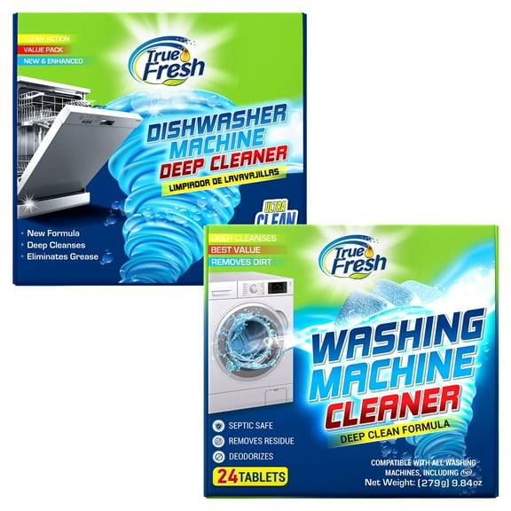 True Fresh Washing Machine Cleaner and Dishwasher Cleaner Tablets Bundle - 24 Pack Each