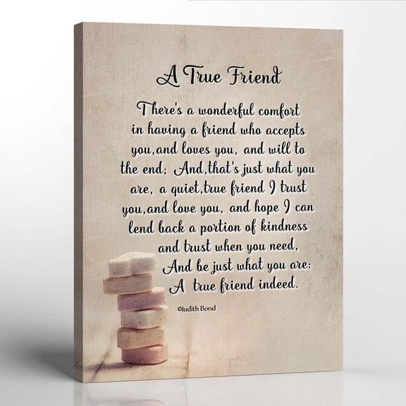 True Friendship Canvas Print with Heartfelt Poem, Bestie Wall Art