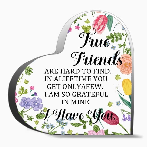 True Friends Are Hard To Find Bestie Gifts For Women Friendship 3.9 X 3.9 In Acrylic Herat ,Friend Gifts For Women Birthday,Sister Workmate Bestie Gifts For Women,Thankgiving Gifts