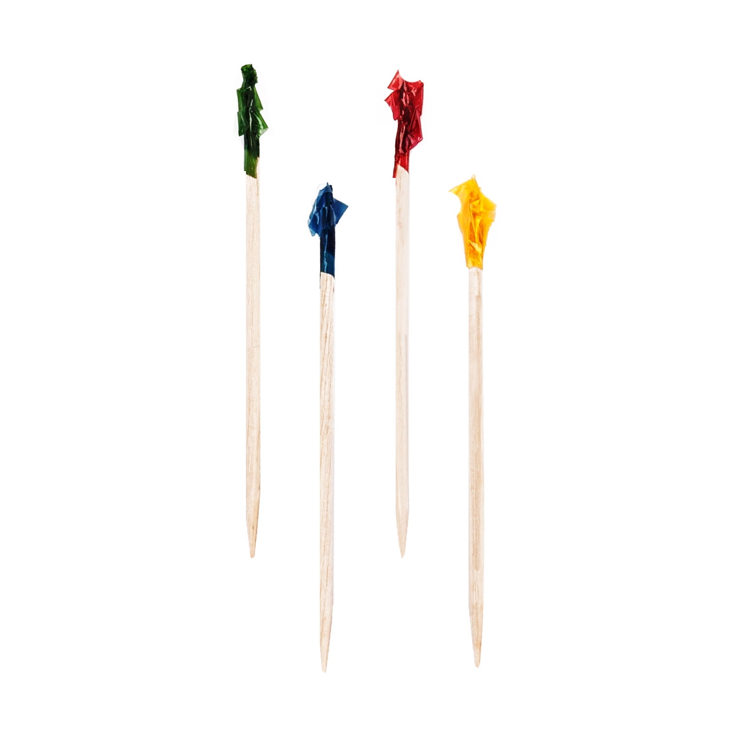 True Frilled Appetizer Picks, Toothpicks for Garnishes on Mai Tais and Daiquiris, Assorted Colors Cellophane and Wood, 2.5 Inches Set of 50