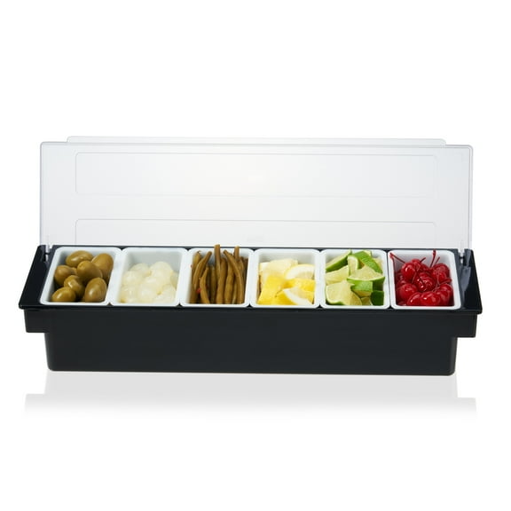 True Garnish Caddy, Plastic Bar Caddy with Lid for Cocktail Drink Garnishes