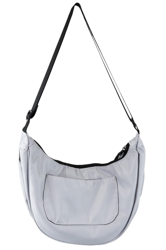 Everyday Active Gray Crescent Hobo Crossbody Bag for Women Lightweight, Adjustable Strap, Secure Zip Closure