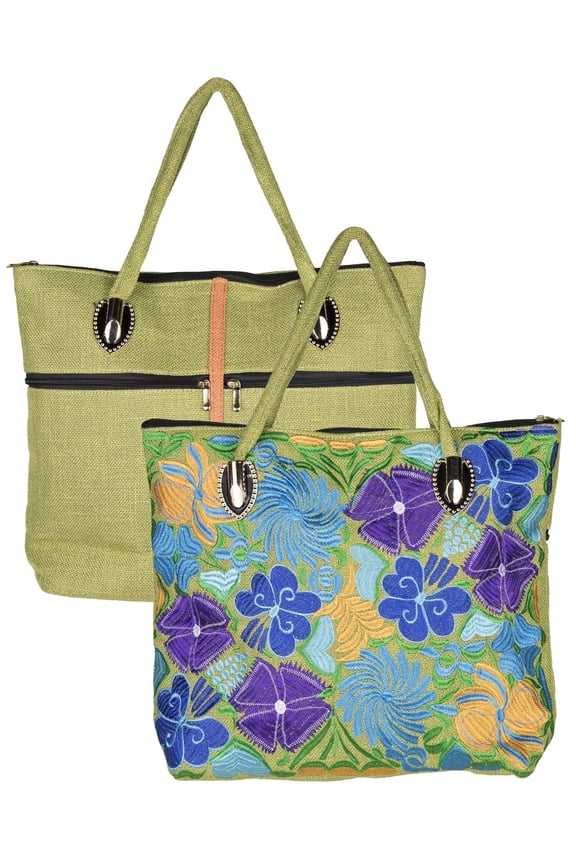 Femina Bellissa Fashion Handbag for Women, Green Floral Print