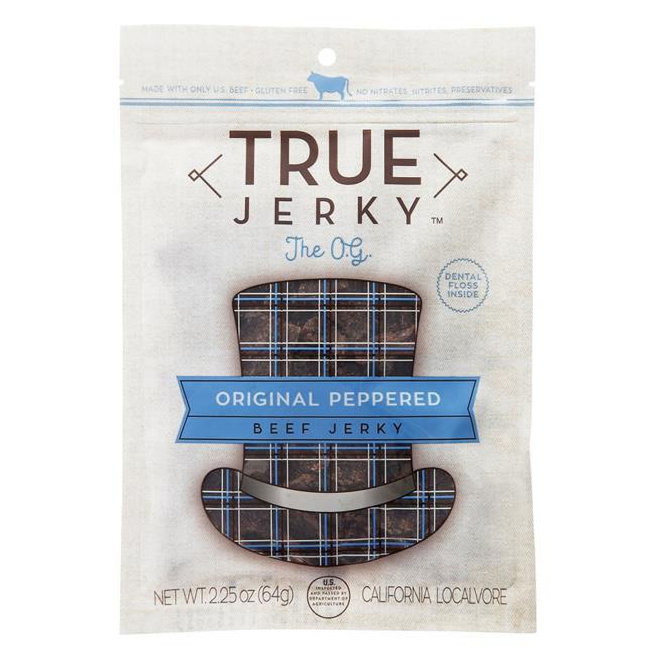 True Gentlemans Jerky 295503 2.25 oz Original Peppered Jerky Beef, Pack of 8