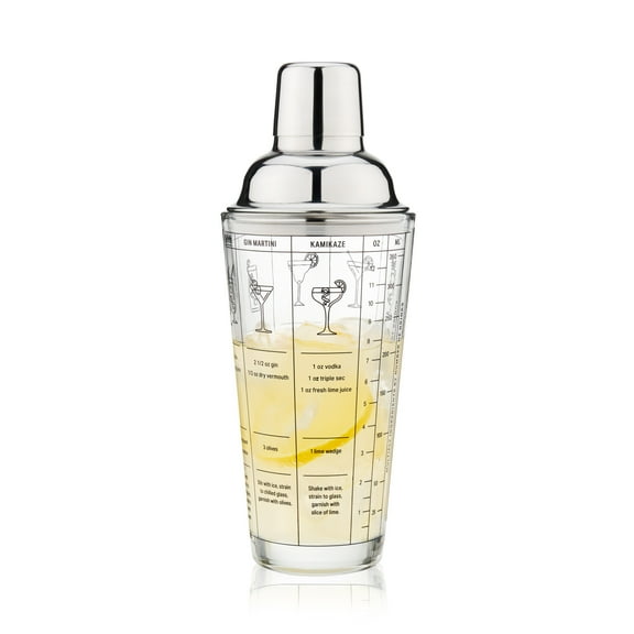 True Glass Cocktail Shaker with Recipes, Hosting Gifts, 13.5 oz, Set of 1