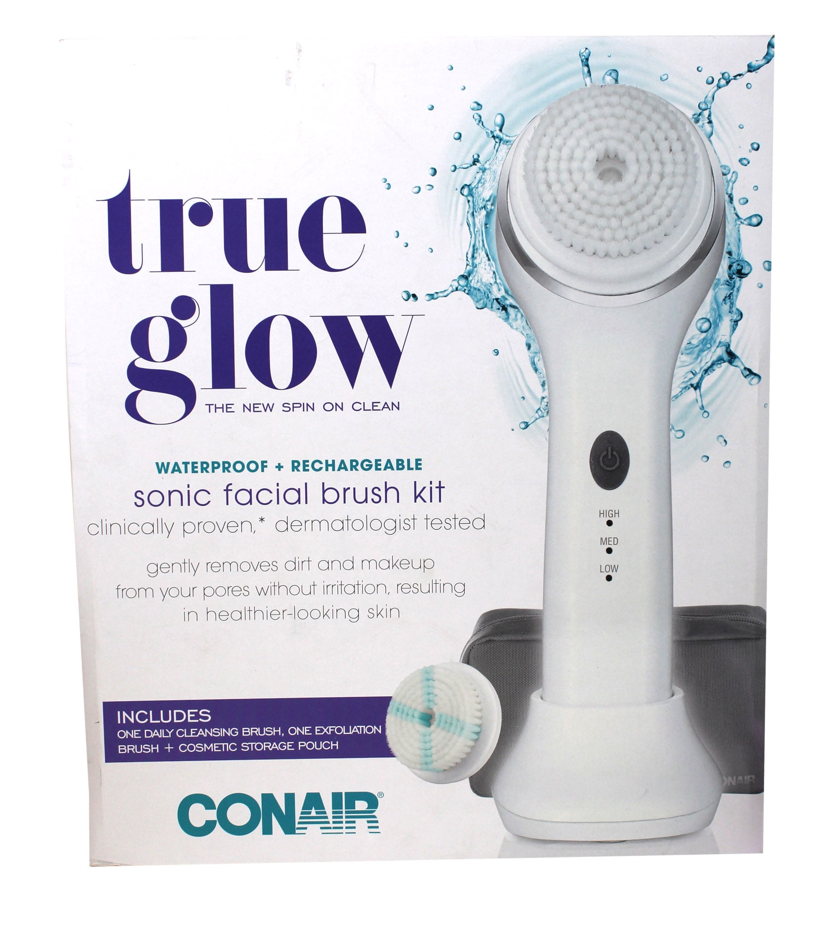 True Glow Sonic Facial Brush With Uv Sterilizer True Glow Sonic Facial Brush Kit By Conair - Walmart.com