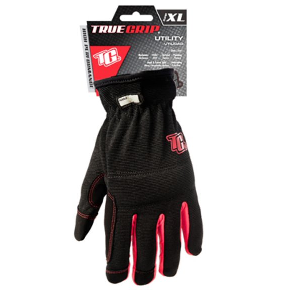 True Grip 90083-23 High Performance Utility Work Glove, XL, Black/Red