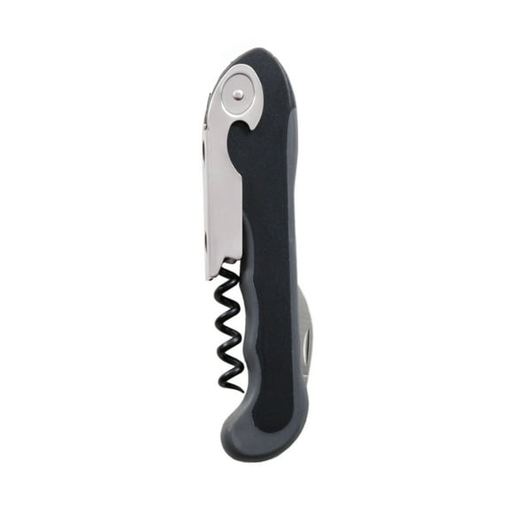 True Grippy Waiter's Corkscrew, Classic Wine Opener with Foil Cutter, Black