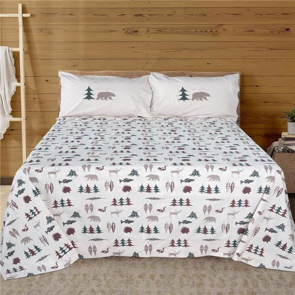 True Grit 07107700013KM Northern Exposure Full Size Bed Sheet Set, White - 4 Piece