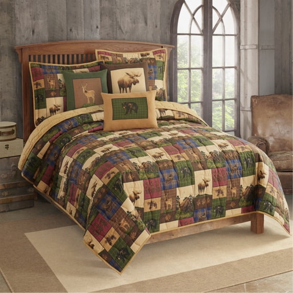 True Grit 07508610985TG The Lodge King Size Quilt & Sham Set, Multi Color - 4 Piece