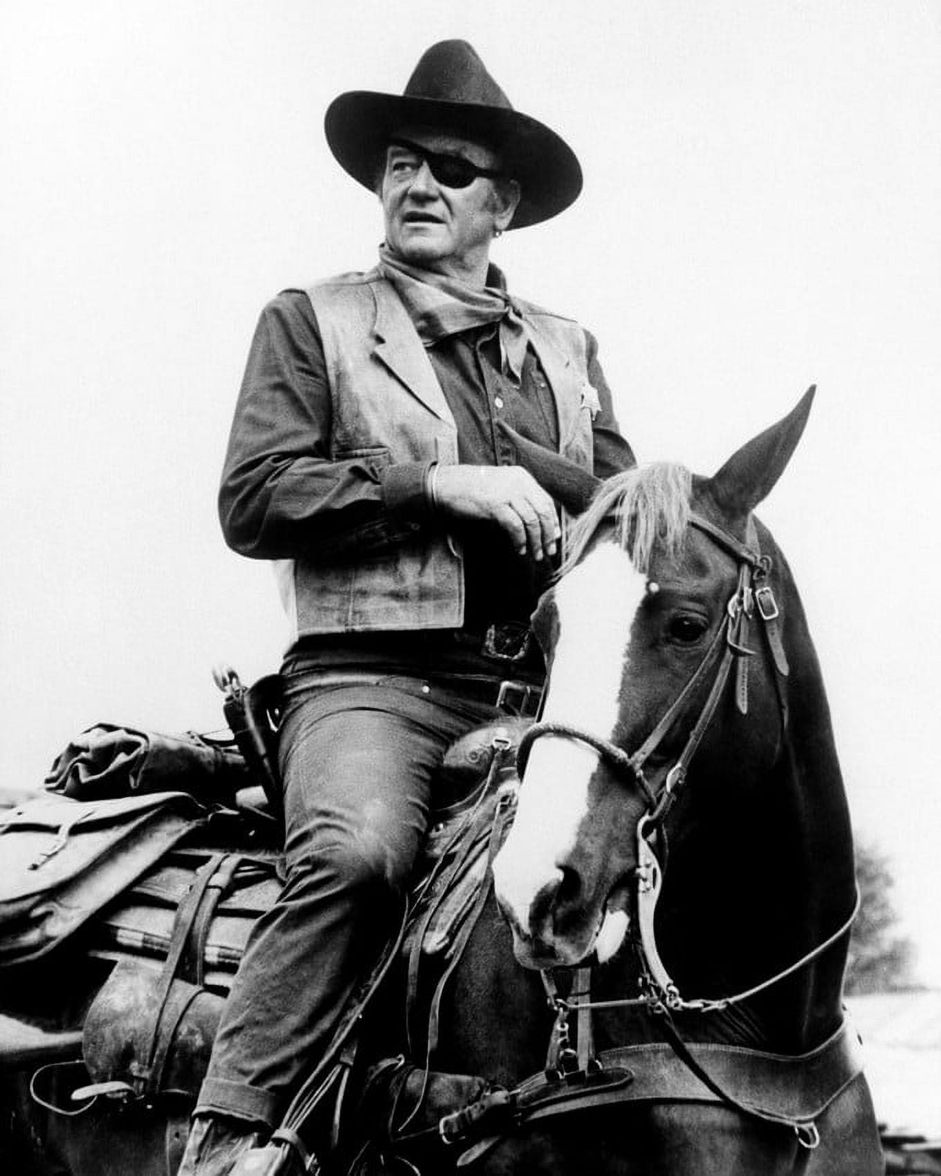 True Grit J. Wayne Iconic Portrait On Horse As Marshall Rooster Cogburn ...