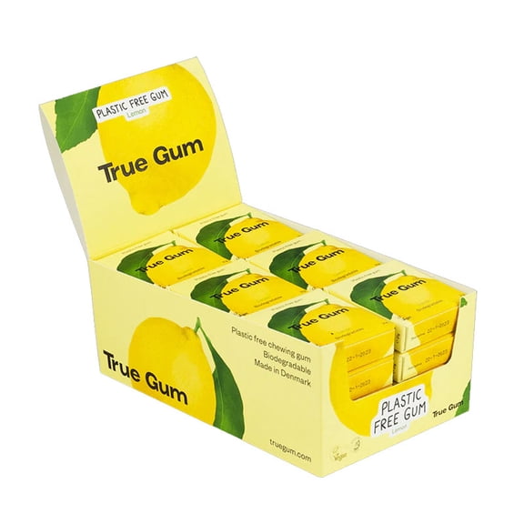 True Gum Chewing Gum Lemon Plastic Free 21g (Box of 24)