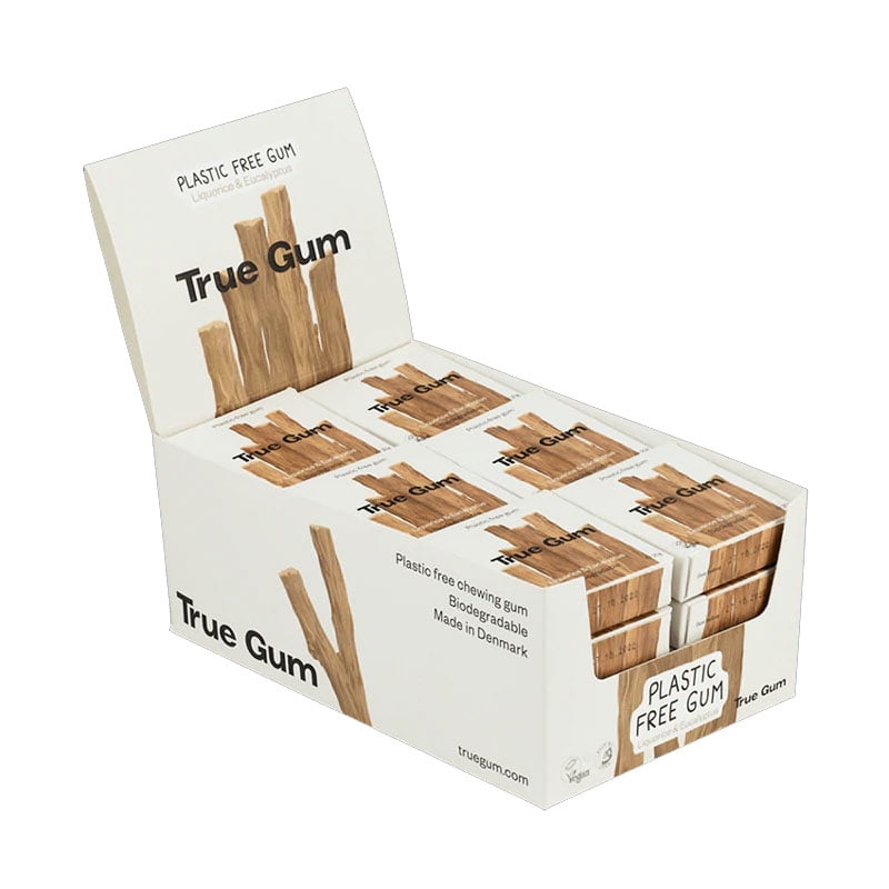 True Gum Chewing Gum Liquorice & Eucalyptus Plastic Free 21g (Box of 24)