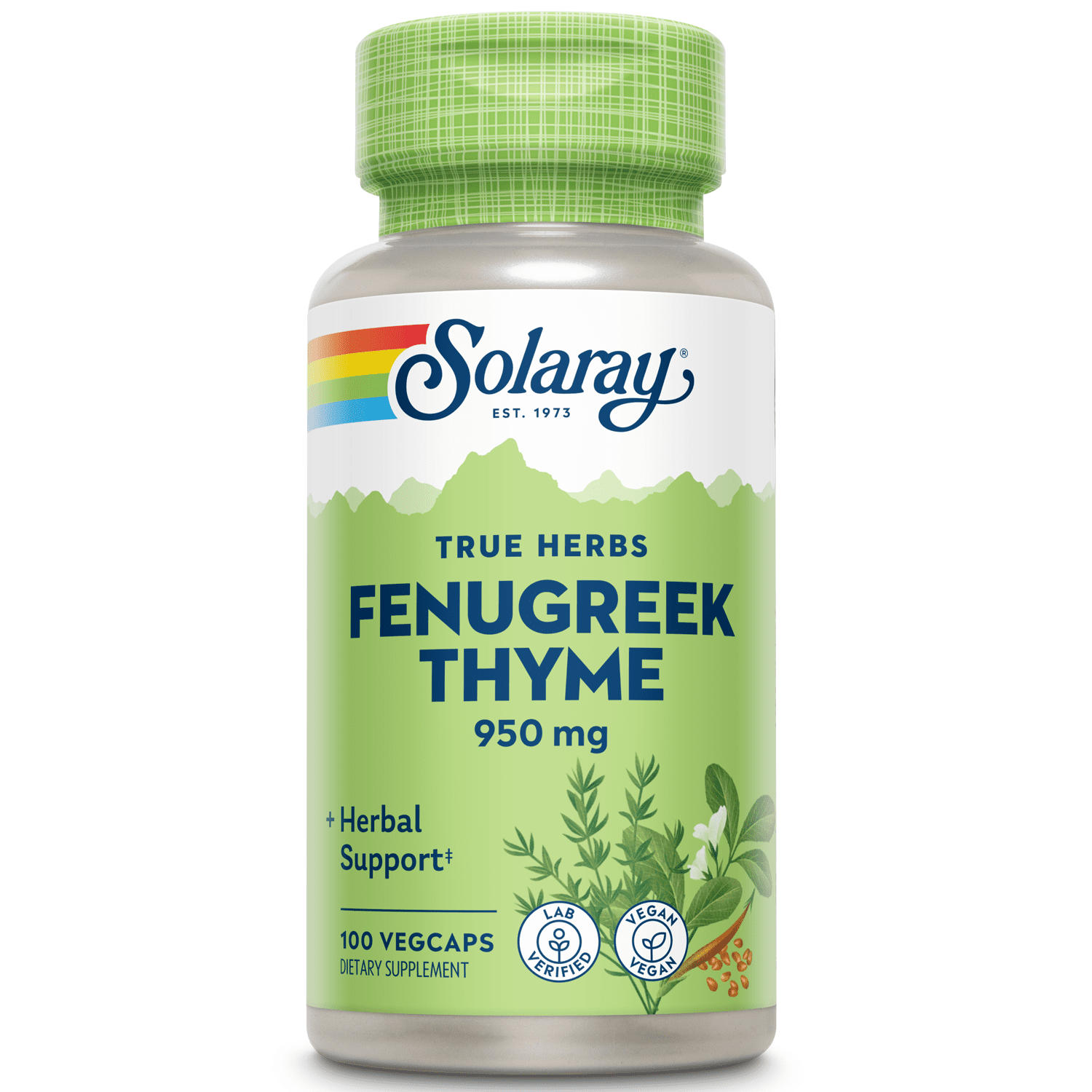 True Herbs, Fenugreek Thyme, 950 mg, 100 VegCaps, Solaray