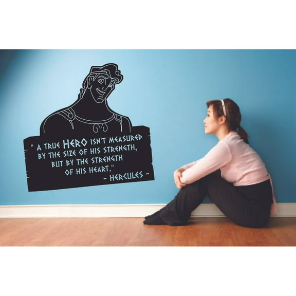 A True Hero Hercules Quote Kids Cartoon Quotes Wall Sticker Art Decal for Girls Boys Room Bedroom Nursery Kindergarten House Fun Home Decor Stickers Wall Art Vinyl Decoration Size (10x10 inch)