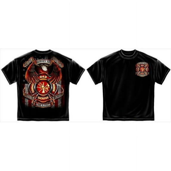 True Hero's Firefighter 100% Cotton Black T-Shirt X-Large