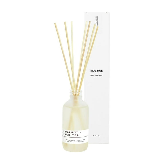 True Hue Reed Diffuser - Bergamot + Black Tea (2-3 Month Usage, Premium Fragrances, 8 Rattan Reeds)