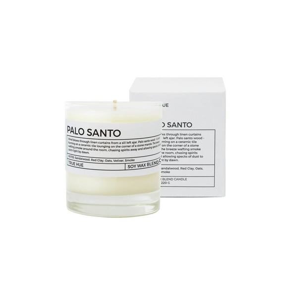 True Hue Standard Candle - Palo Santo (Natural Soy Wax Blend, 40-50 hour burn, Premium Fragrances)